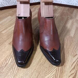 Artiva CLAUDIA Brown Leather Ankle Booties with Block Heel made in Brazil size 7